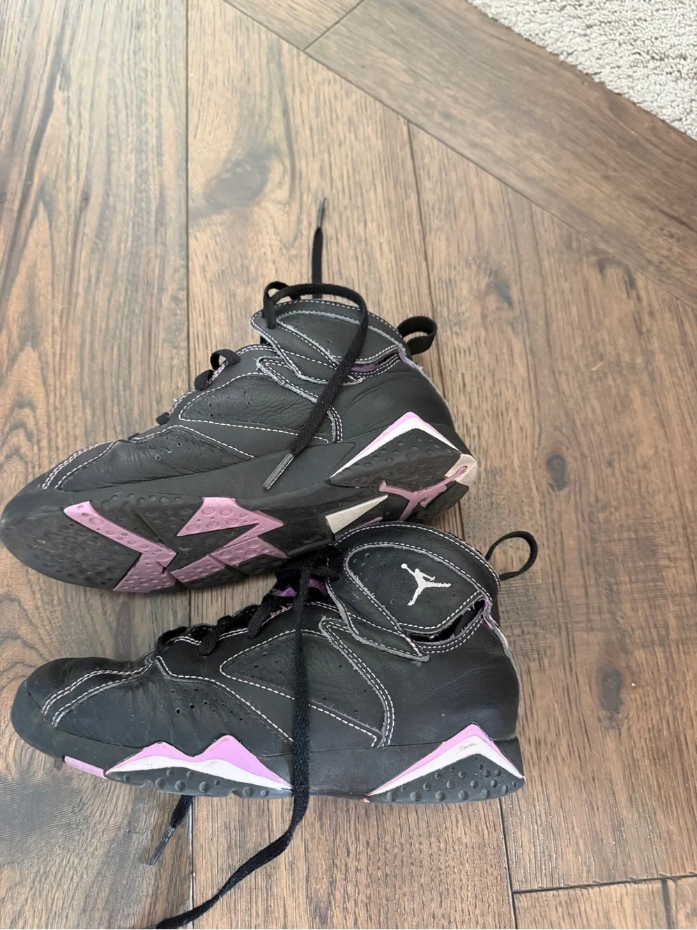 Jordan Kids Black and Purple High-Top Sneakers
